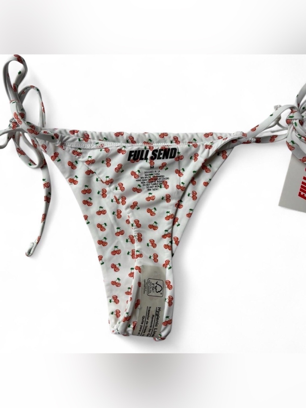 Sz M Full Send String Cherry Print Bikini Bottom - Picture 4 of 6